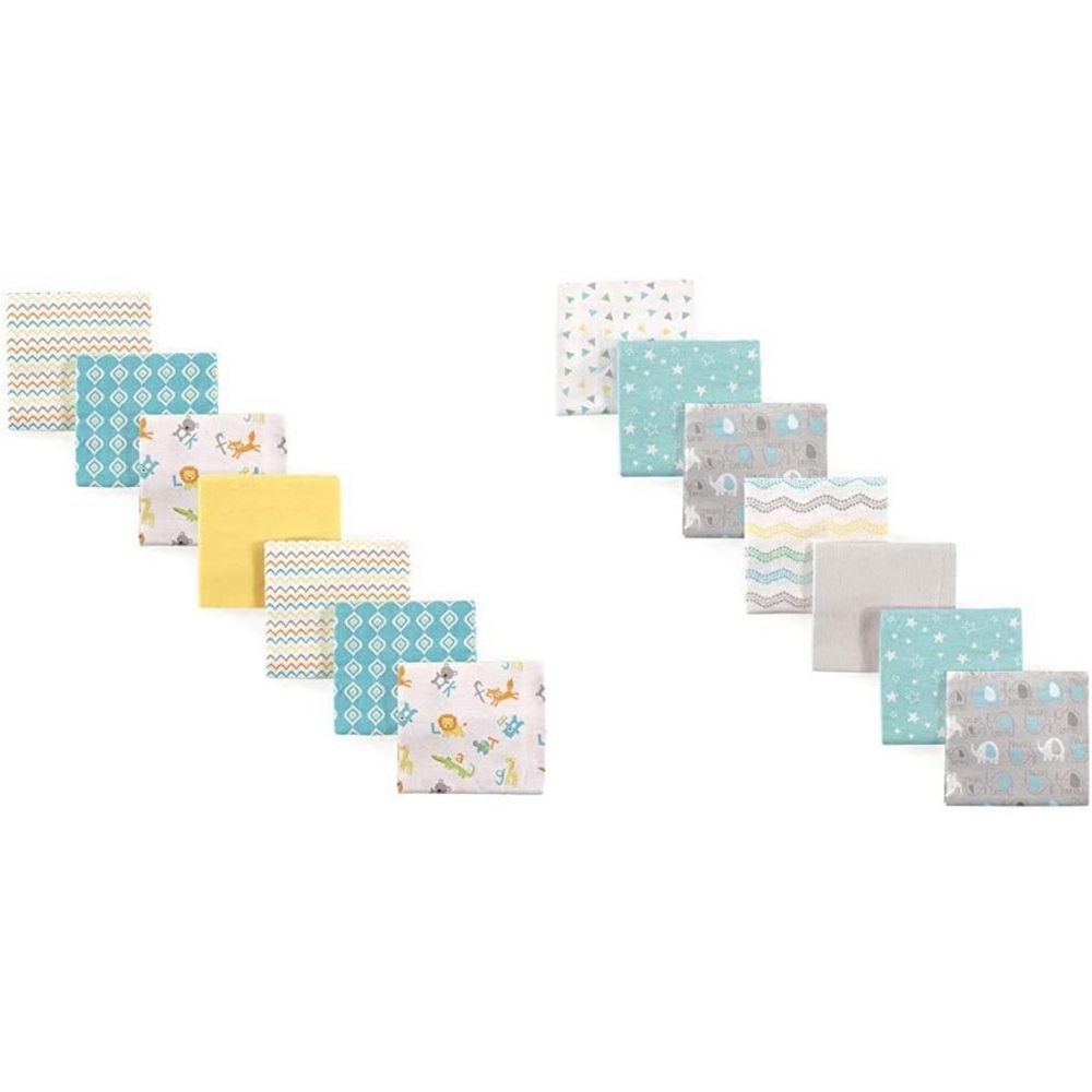 Luvable Friends Cotton Flannel Blankets, ABC and Basic Elephan